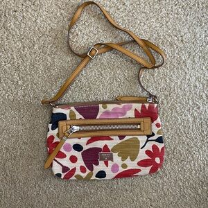 Fossil Dawson Fabric Pink Floral Coated Canvas Purse